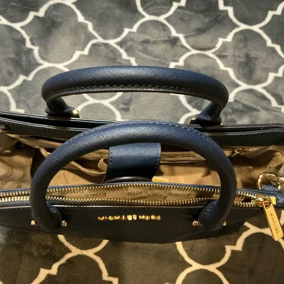 Micheal Kors Navy Blue Large Saffiano Leather Satchel